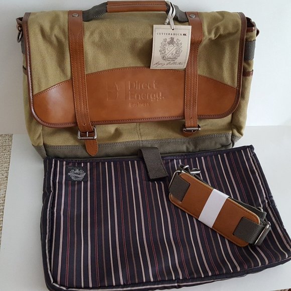 Cutter & Buck Messenger Bag Canvas/Leather *Embossed, AS IS - Picture 10 of 16